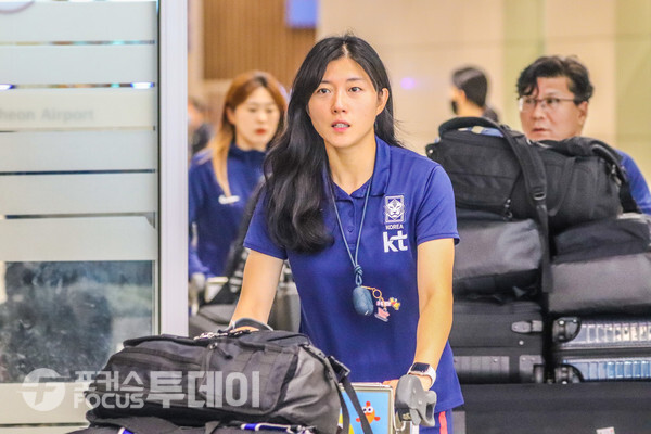 귀국하는 여자축구 대표팀 수비수 심서연